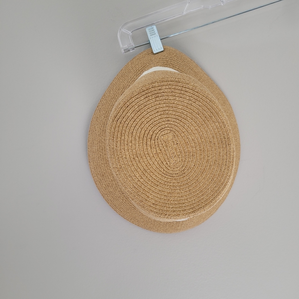Nine West Straw White Ribbon Beach Hat